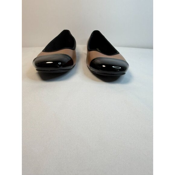 Nine West Ollin Womens Size 9M Tan Black Patent CapToe Ballet Flat Shoes - Picture 5 of 12